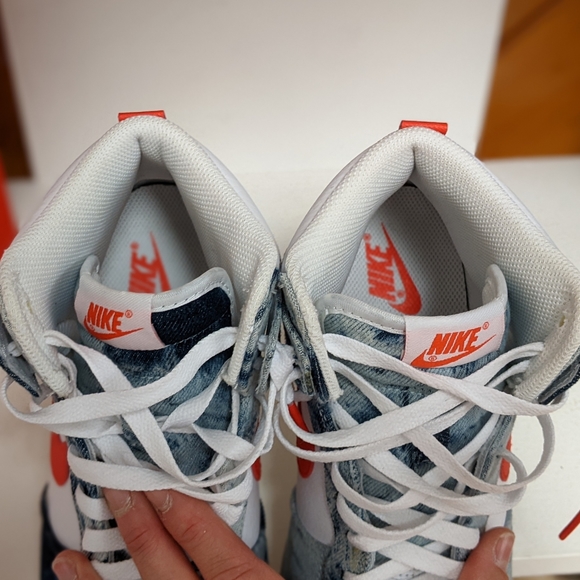 ⚡SOLD⚡NWB Nike Dunk High Top Sneakers in Multi-Color/Habanero Red/White Sz 8 - Picture 7 of 10
